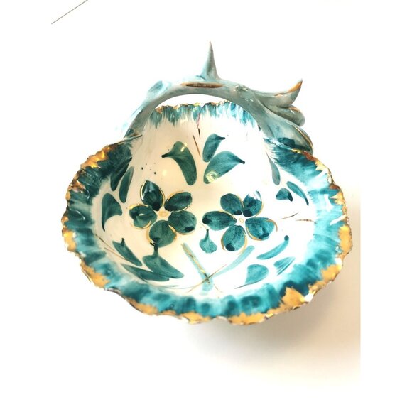 Italian Aqua and Gold Vintage Display Dish - Picture 1 of 8